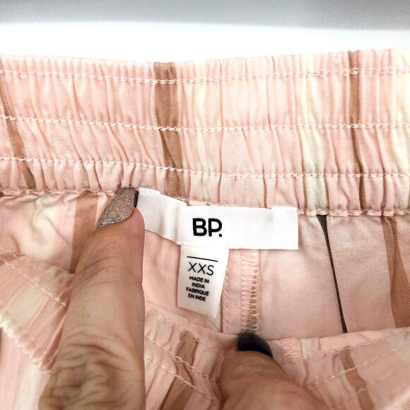 BP. Unisex Stripe Cotton Casual Short XXS Pink/Cream Elastic Waist Nordstrom NWT - Picture 7 of 11